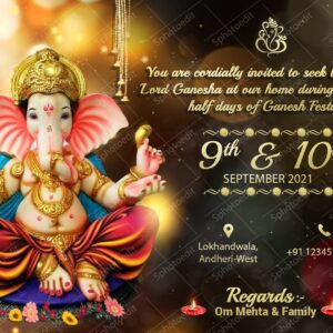 Premium Gold Ganesha invite card online