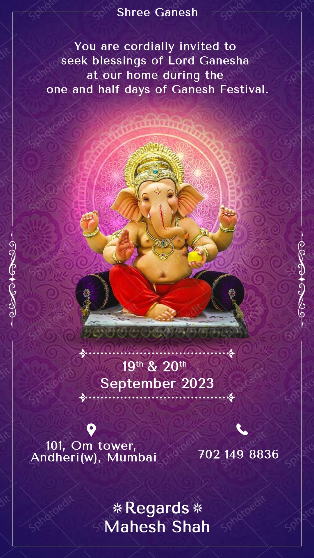 Celebration Ganeshji Invitation
